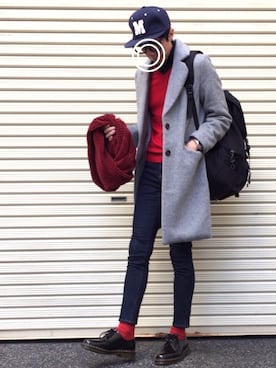 「Crisp（クリスプ）のアイテム（キャップ）」を使った、のっちっちさん（メンズ・172cm）の冬コーディネート