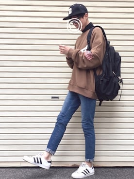 「Crisp（クリスプ）のアイテム（キャップ）」を使った、のっちっちさん（メンズ・172cm）の春コーディネート