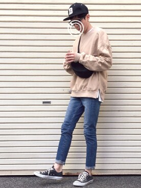 「Crisp（クリスプ）のアイテム（キャップ）」を使った、のっちっちさん（メンズ・172cm）の春コーディネート