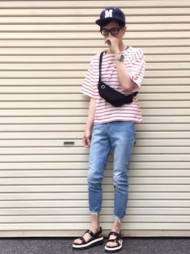 「Crisp（クリスプ）のアイテム（キャップ）」を使った、のっちっちさん（メンズ・172cm）の夏コーディネート