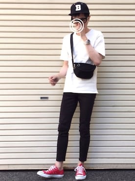「Crisp（クリスプ）のアイテム（キャップ）」を使った、のっちっちさん（メンズ・171cm）の夏コーディネート
