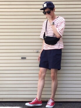 「Crisp（クリスプ）のアイテム（キャップ）」を使った、のっちっちさん（メンズ・171cm）の夏コーディネート