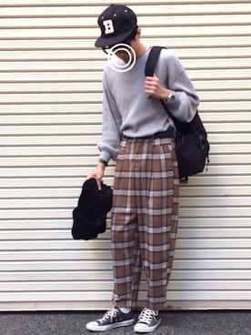 「Crisp（クリスプ）のアイテム（帽子）」を使った、のっちっちさん（メンズ・171cm）の秋コーディネート