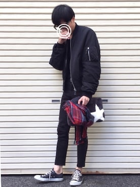 「SLY（スライ）のアイテム（ブルゾン）」を使った、のっちっちさん（メンズ・171cm）の秋コーディネート