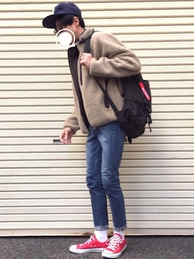 「Crisp（クリスプ）のアイテム（帽子）」を使った、のっちっちさん（メンズ・171cm）の冬コーディネート