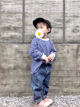 「アイテム（スウェット）」を使った、ぽ◡̈*.。さん（キッズ・90cm）の秋コーディネート