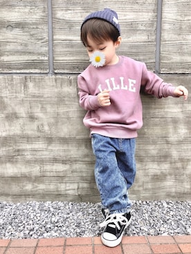 「アイテム（スウェット）」を使った、ぽ◡̈*.。さん（キッズ・90cm）の秋コーディネート