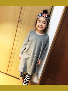「devirock（デビロック）のアイテム（チュニック）」を使った、HINA❥さん（キッズ・120cm）の冬コーディネート