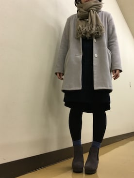 「RETRO GIRL（レトロガール）のアイテム（チェスターコート）」を使った、はるちゃんさん（レディース・155cm）の冬コーディネート