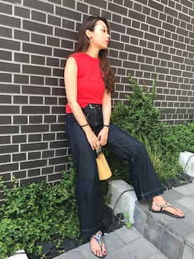 「ACCOMMODE（アコモデ）のアイテム（アクセサリー）」を使った、伊藤紗也夏さん（レディース・166cm）の春コーディネート