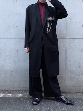 「JOHN LAWRENCE SULLIVAN（ジョンローレンスサリバン）のJACQUARD LOGO HI-NECK TOP（Tシャツ/カットソー）」を使った、どばしさん（メンズ・183cm）の春コーディネート