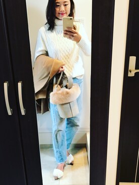 「M-PREMIER（エムプルミエ）のアイテム（その他アウター）」を使った、F♡さん（レディース・166cm）の冬コーディネート