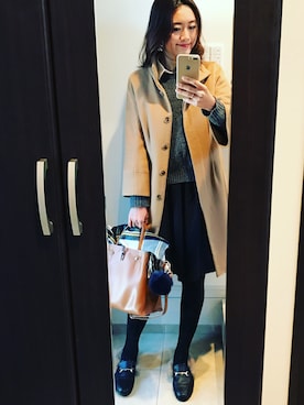 「M-PREMIER（エムプルミエ）のアイテム（その他アウター）」を使った、F♡さん（レディース・166cm）の冬コーディネート