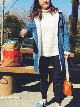 「UNIQLO（ユニクロ）のWOMEN ウルトラストレッチジーンズ（デニムパンツ）」を使った、F♡さん（レディース・166cm）の春コーディネート