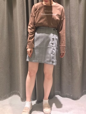 「ラップスカート」｜「アイテム（その他）」を使った、にわちゃんさん（レディース・153cm）の春コーディネート