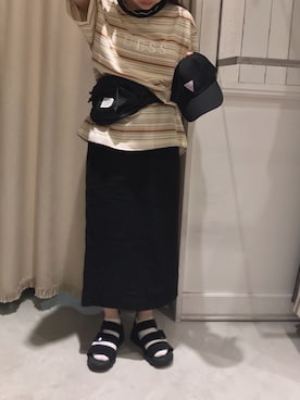 「Guess（ゲス）のアイテム（帽子）」を使った、にわちゃんさん（レディース・153cm）の春コーディネート
