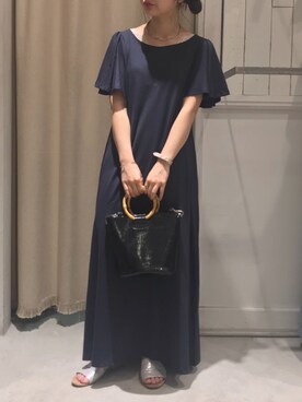 「E hyphen world gallery（イーハイフンワールドギャラリー）のアイテム（ハンドバッグ）」を使った、にわちゃんさん（レディース・153cm）の夏コーディネート