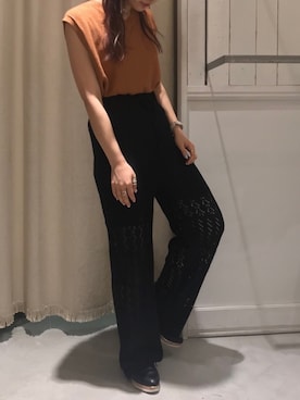 「ノースリーブニット」｜「アイテム（その他）」を使った、にわちゃんさん（レディース・153cm）の夏コーディネート