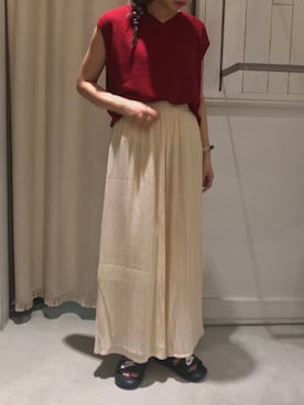 「ノースリーブニット」｜「アイテム（その他）」を使った、にわちゃんさん（レディース・153cm）の夏コーディネート