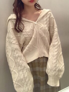 「ケーブルカーディガン」｜「アイテム（その他）」を使った、にわちゃんさん（レディース・153cm）の秋コーディネート