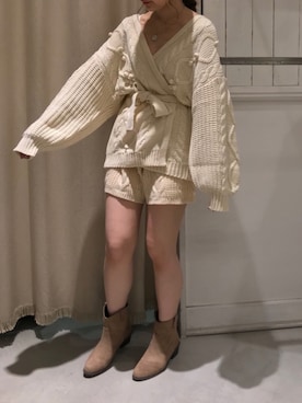 「ケーブルカーディガン」｜「アイテム（その他）」を使った、にわちゃんさん（レディース・153cm）の秋コーディネート