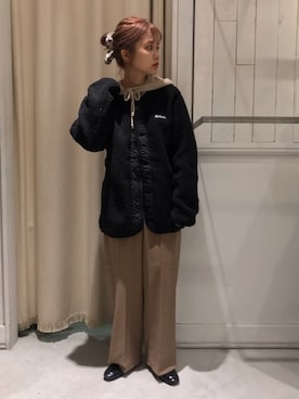 「ベージュ×ブラック」｜「アイテム（その他）」を使った、にわちゃんさん（レディース・153cm）の秋コーディネート