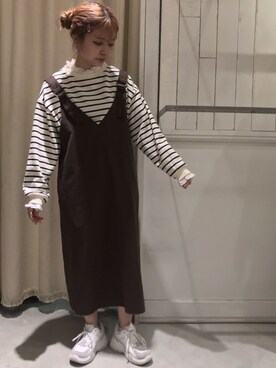 「フリルネック」｜「アイテム（その他）」を使った、にわちゃんさん（レディース・153cm）の冬コーディネート