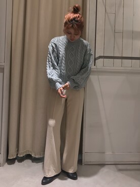 「ボリュームニット」｜「アイテム（その他）」を使った、にわちゃんさん（レディース・153cm）の冬コーディネート