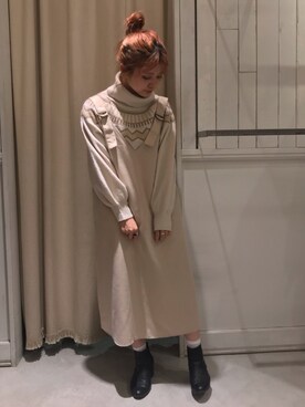 「オフホワイト」｜「アイテム（その他）」を使った、にわちゃんさん（レディース・153cm）の冬コーディネート