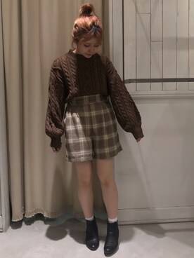 「グレンチェック」｜「アイテム（その他）」を使った、にわちゃんさん（レディース・153cm）の冬コーディネート