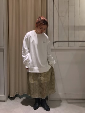 「Lee（リー）のアイテム（スウェット）」を使った、にわちゃんさん（レディース・153cm）の冬コーディネート