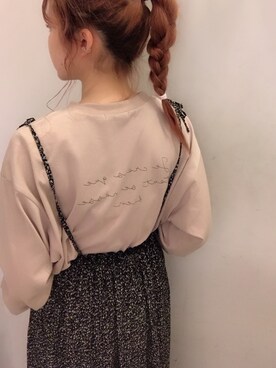 「バックロゴ」｜「アイテム（スカート）」を使った、にわちゃんさん（レディース・153cm）の冬コーディネート