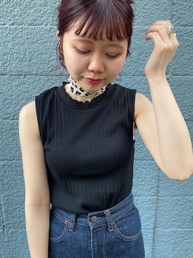 「フリルネック」｜「アイテム（その他）」を使った、にわちゃんさん（レディース・153cm）の春コーディネート