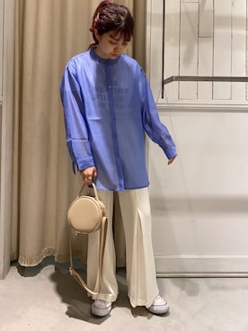 「ラウンドバッグ」｜「アイテム（その他）」を使った、にわちゃんさん（レディース・153cm）の夏コーディネート