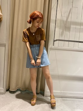 「ハイウエストパンツ」｜「アイテム（その他）」を使った、にわちゃんさん（レディース・153cm）の夏コーディネート