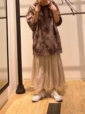 「タイダイ」｜「アイテム（その他）」を使った、にわちゃんさん（レディース・153cm）の秋コーディネート