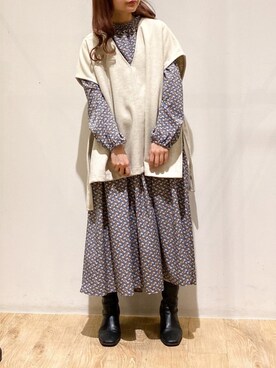 「春ワンピ」｜「アイテム（その他）」を使った、にわちゃんさん（レディース・153cm）の冬コーディネート