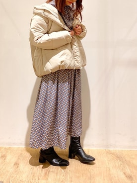 「春ワンピ」｜「アイテム（その他アウター）」を使った、にわちゃんさん（レディース・153cm）の冬コーディネート