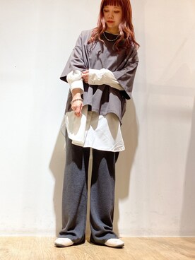 「パイル」｜「アイテム（チュニック）」を使った、にわちゃんさん（レディース・153cm）の春コーディネート