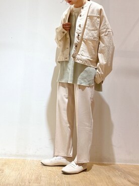 「オフホワイト」｜「アイテム（ローファー）」を使った、にわちゃんさん（レディース・153cm）の春コーディネート
