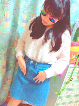 「E hyphen world gallery（イーハイフンワールドギャラリー）のアイテム（ニット/セーター、ピンク系）」を使った、れなさん（レディース）の冬コーディネート