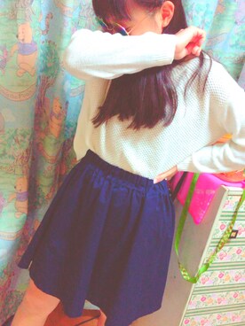 「GU（ジーユー）のアイテム（ニット/セーター、ホワイト系）」を使った、れなさん（レディース）の冬コーディネート