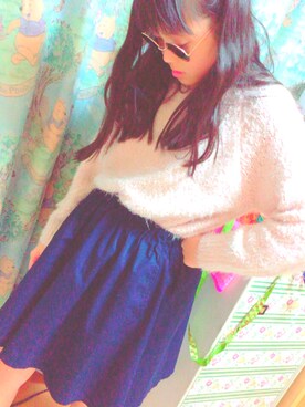 「E hyphen world gallery（イーハイフンワールドギャラリー）のアイテム（ニット/セーター、ピンク系）」を使った、れなさん（レディース）の冬コーディネート