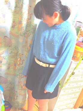 「GU（ジーユー）のアイテム（トップス、ブルー系）」を使った、れなさん（レディース）の春コーディネート