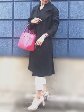 「DHOLIC（ディーホリック）のアイテム（トレンチコート）」を使った、Sayaさん（レディース・164cm）の春コーディネート