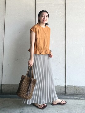 「RODE SKO（ロデスコ）のMARIA タッセルペーパーショルダー（ショルダーバッグ）」を使った、MIKOさん（レディース・155cm）の夏コーディネート
