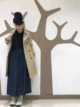 「3can4on（サンカンシオン）のアイテム（トレンチコート）」を使った、ひらこ☺さん（レディース・159cm）の冬コーディネート