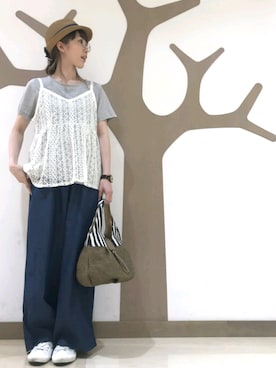 「3can4on（サンカンシオン）のアイテム（アンサンブル）」を使った、ひらこ☺さん（レディース・159cm）の夏コーディネート