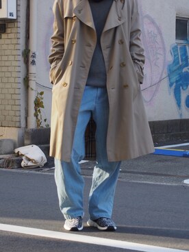 「adidas originals」｜「アイテム（トレンチコート）」を使った、ごり夢中さん（メンズ・176cm）の冬コーディネート