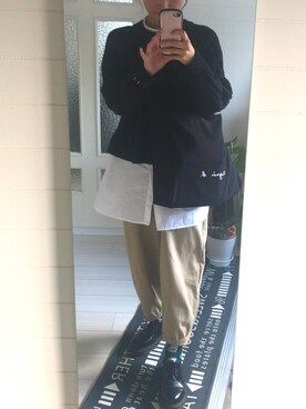 「アイテム（レッグウェア、グリーン系）」を使った、Ⓜ︎さん（レディース・163cm）の秋コーディネート